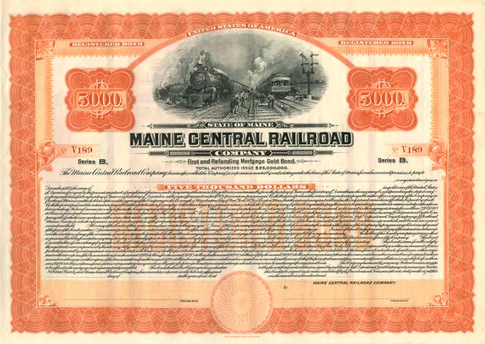 Maine Central Railroad - $5,000 - Bond
